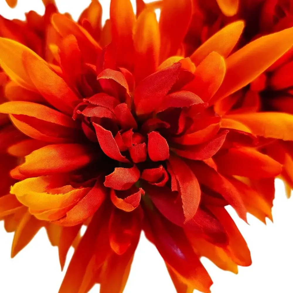 35 Pc Orange Yellow Artificial Silk Mum Flower Stem Fall Floral Crafts Decor Lot